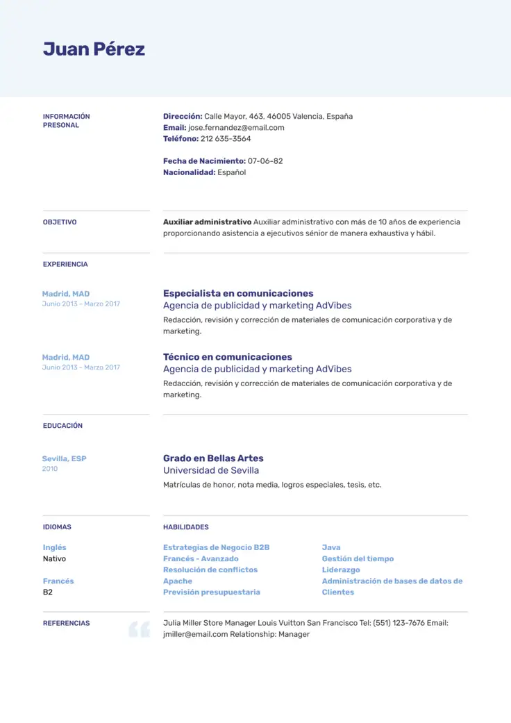 CV template Europeo