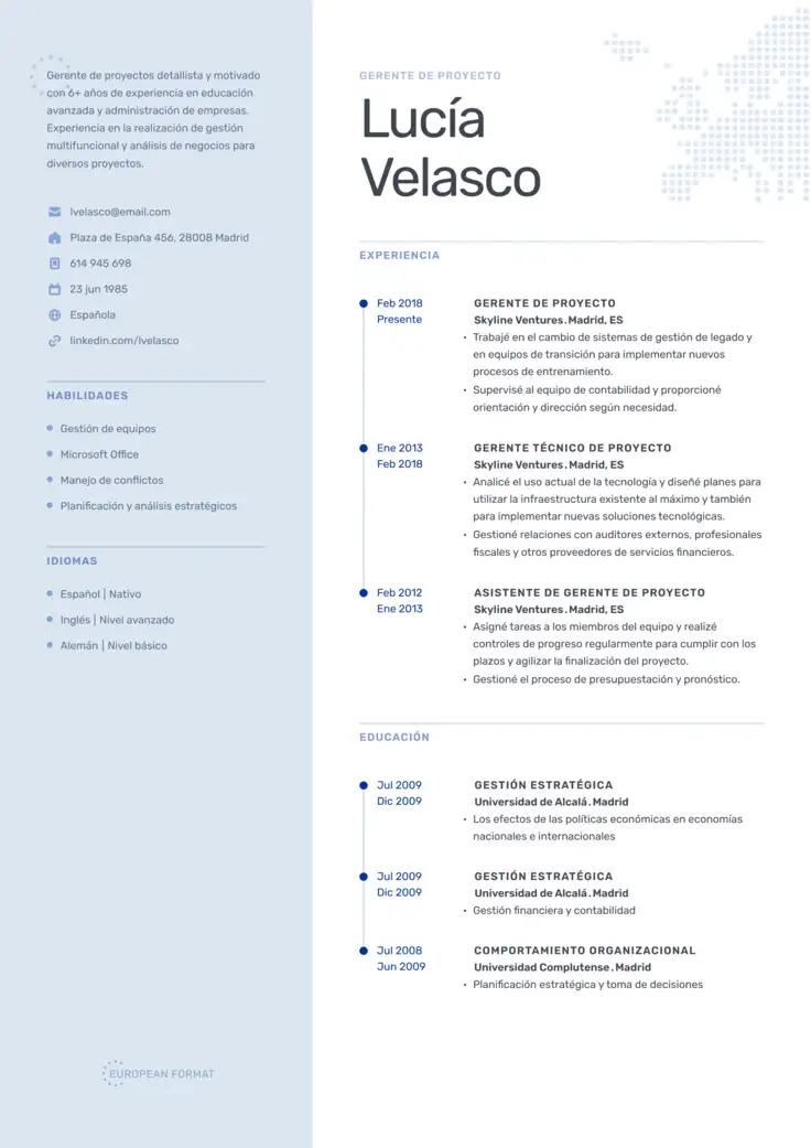 CV template European 2023