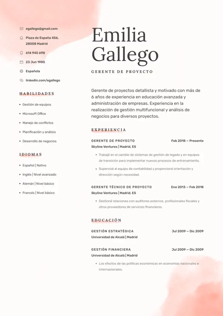 CV template Florencia