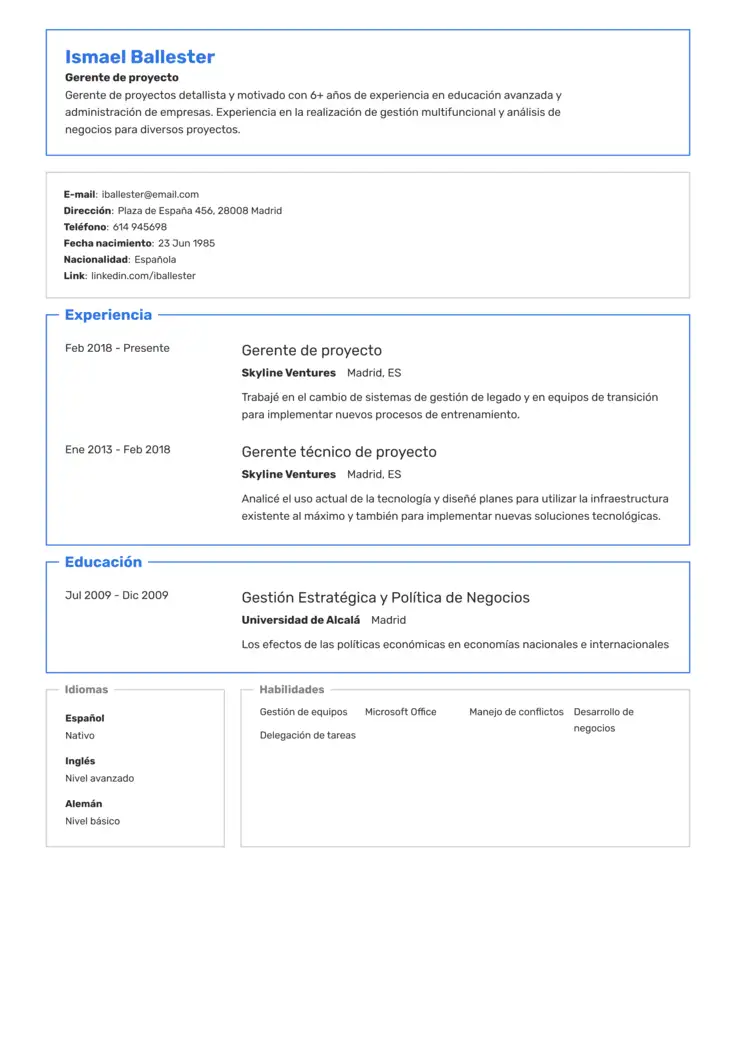 CV template Illinois