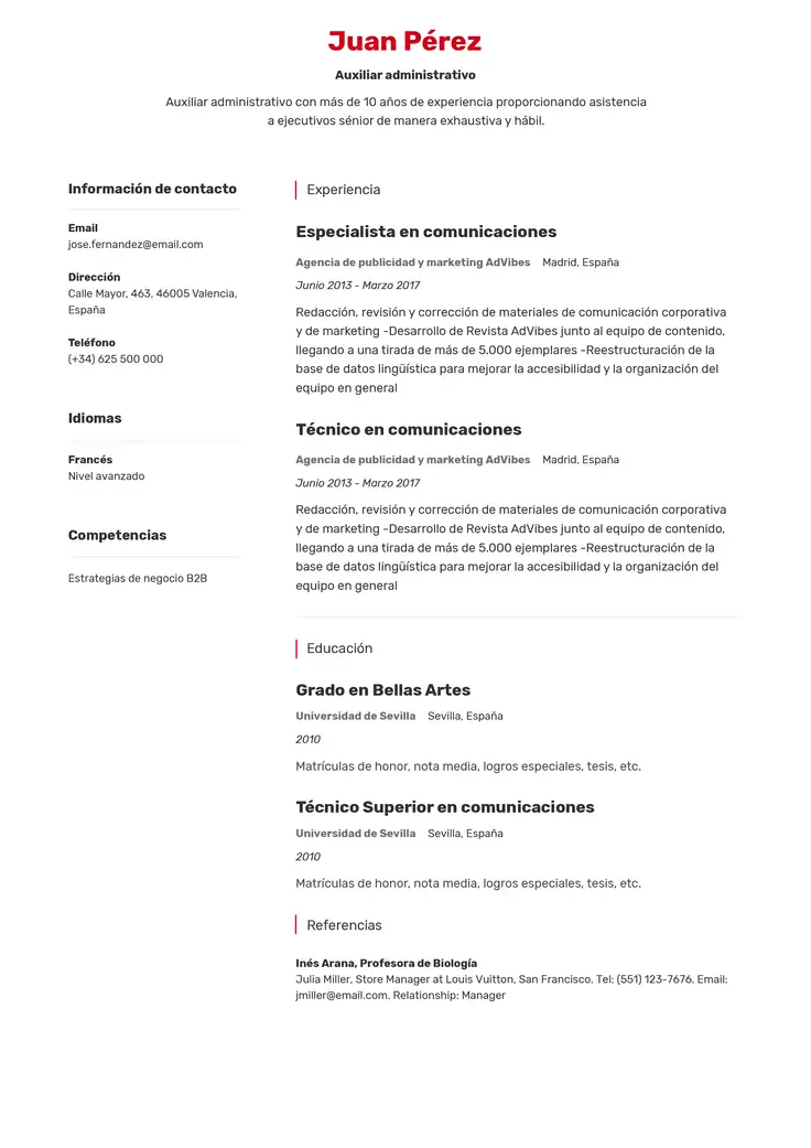 CV template Johannesburgo
