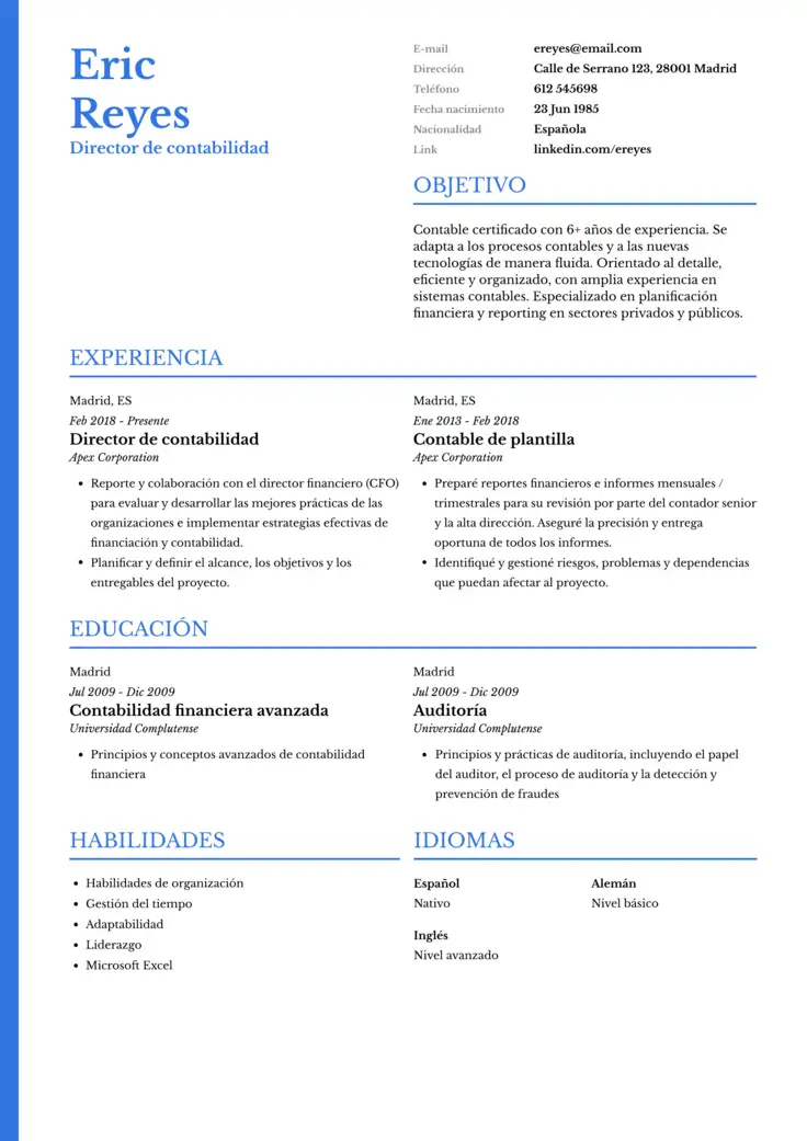 CV template Praga