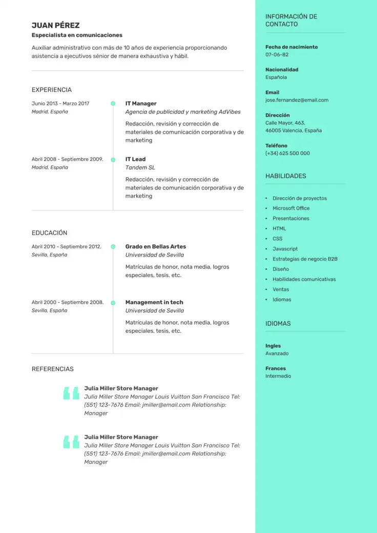 CV template Quebec