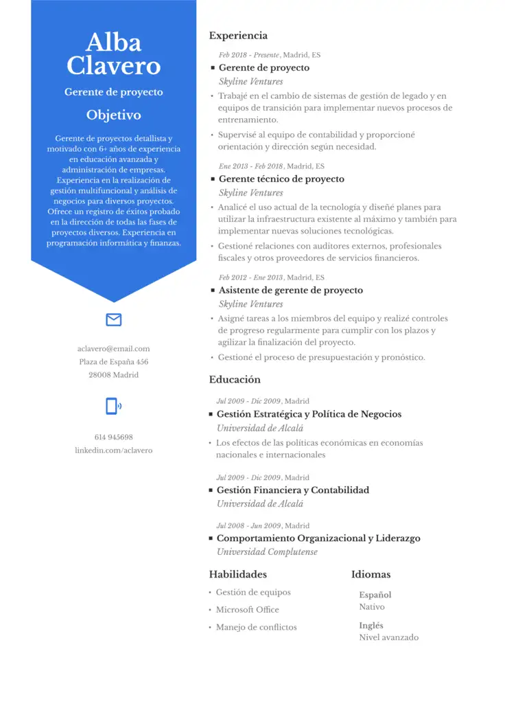 CV template San Francisco