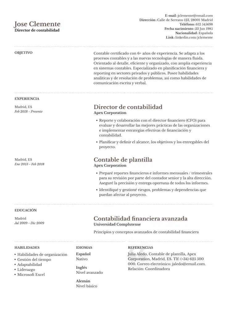 CV template Toronto