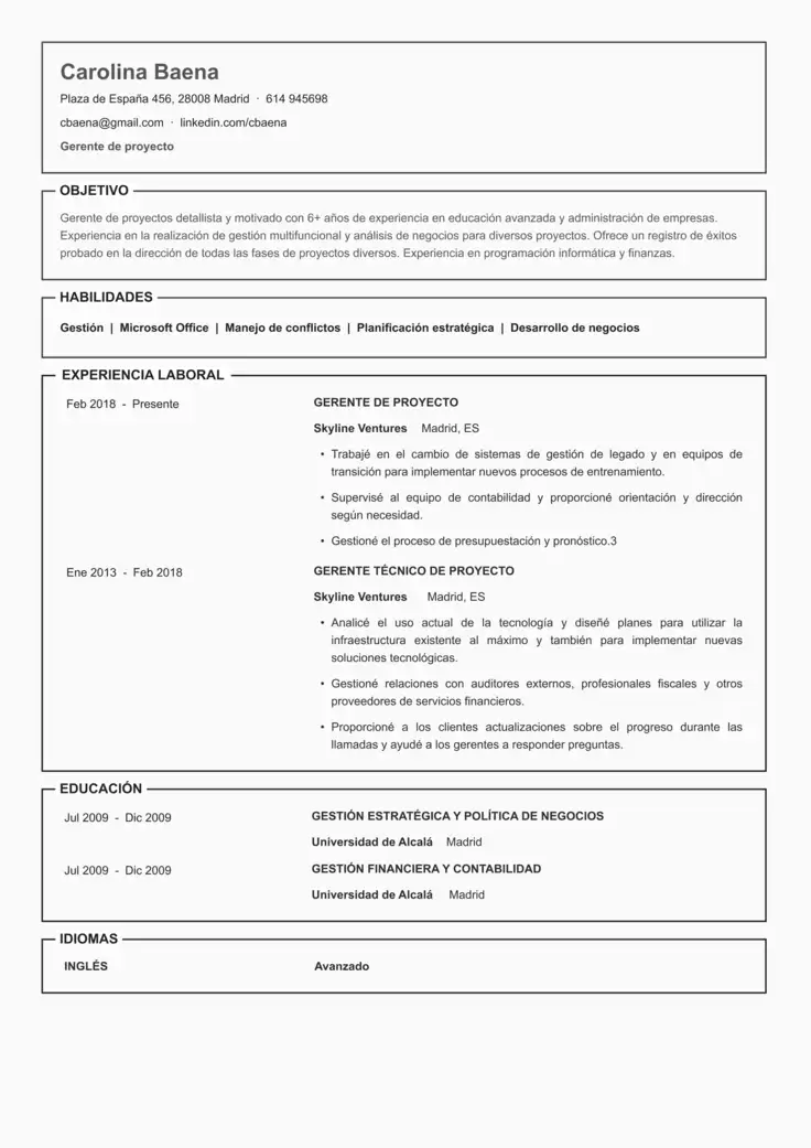 CV template Miami