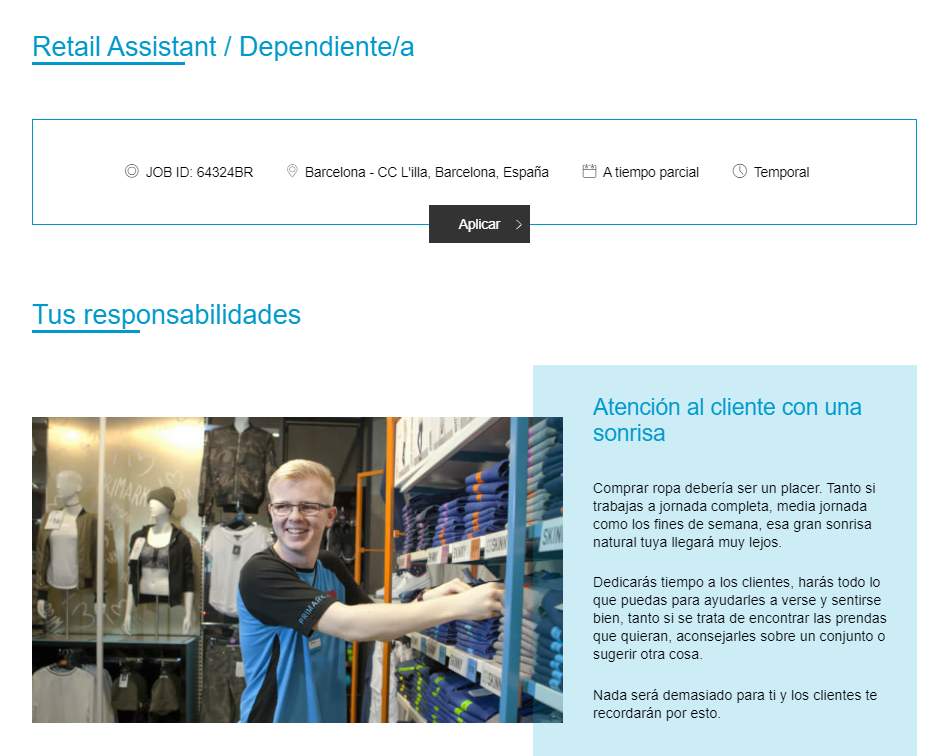 enviar el cv a Primark