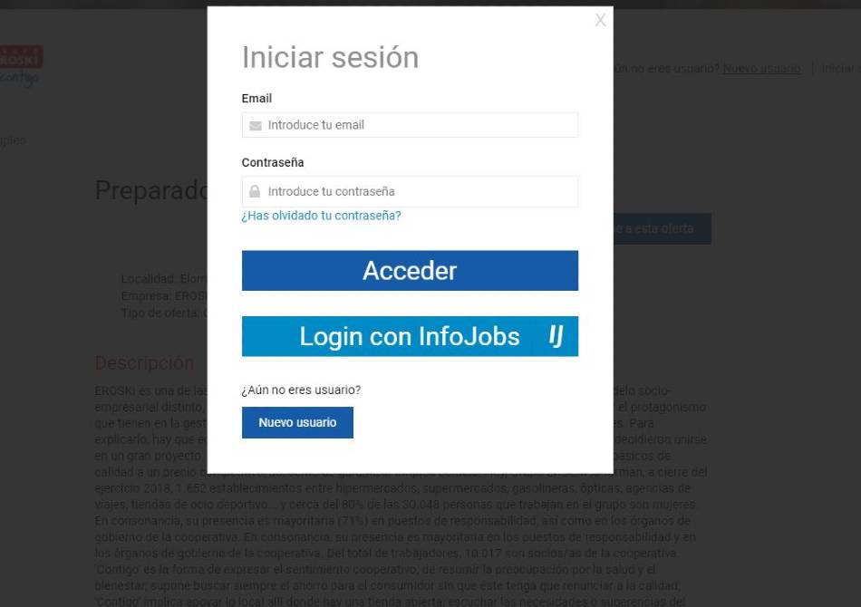 echar curriculum a eroski