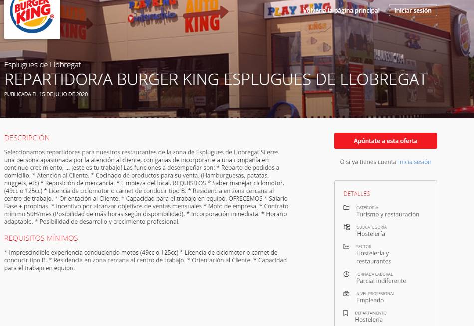 echar curriculum a burger king