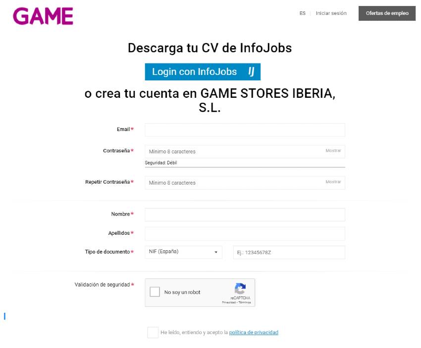 mandar el curriculum a game