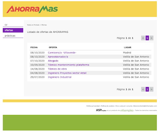 Mandar curriculum en ahorramas