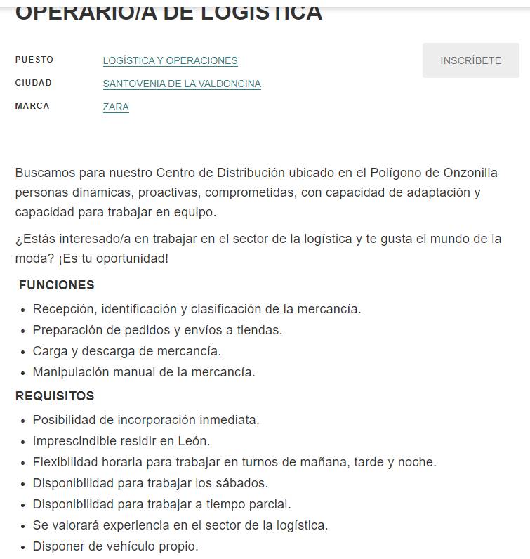 mandar curriculum a pull and bear