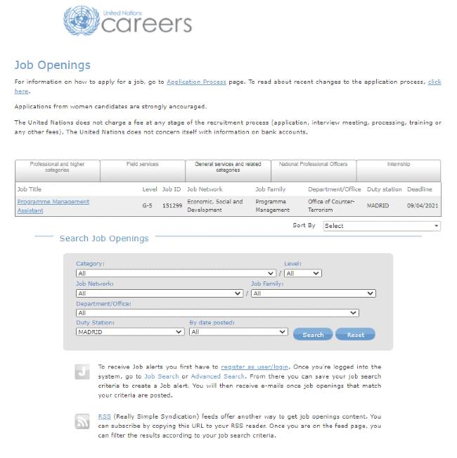 Enviar el currículum para trabajar en la ONU onlinecv.es