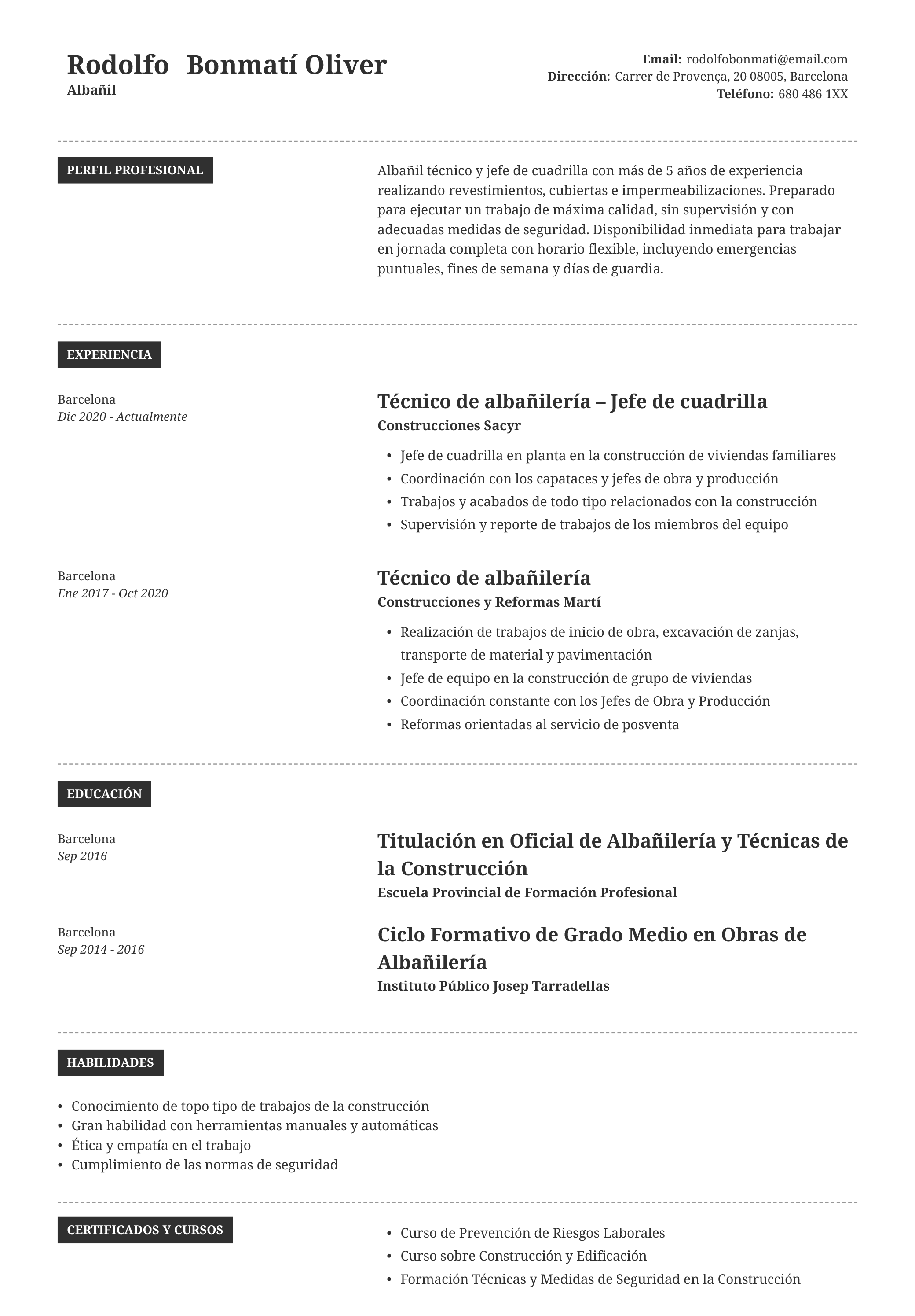 Modelo De Curriculum Vitae Para Alba il OnlineCV