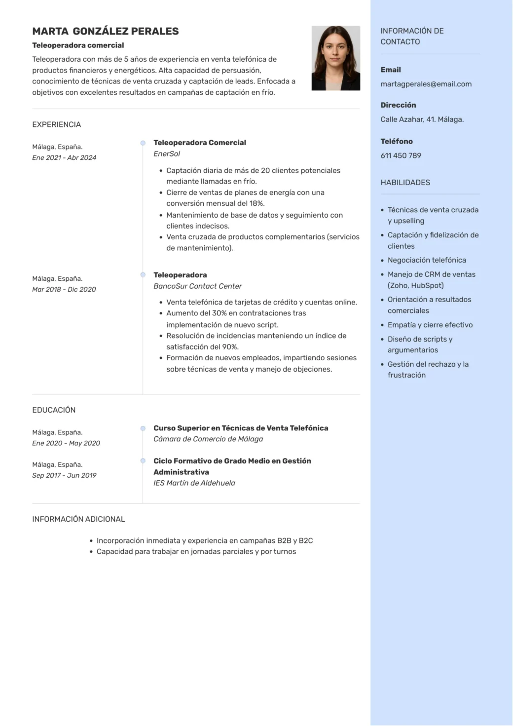 Currículum-de-teleoperadora-de-ventas