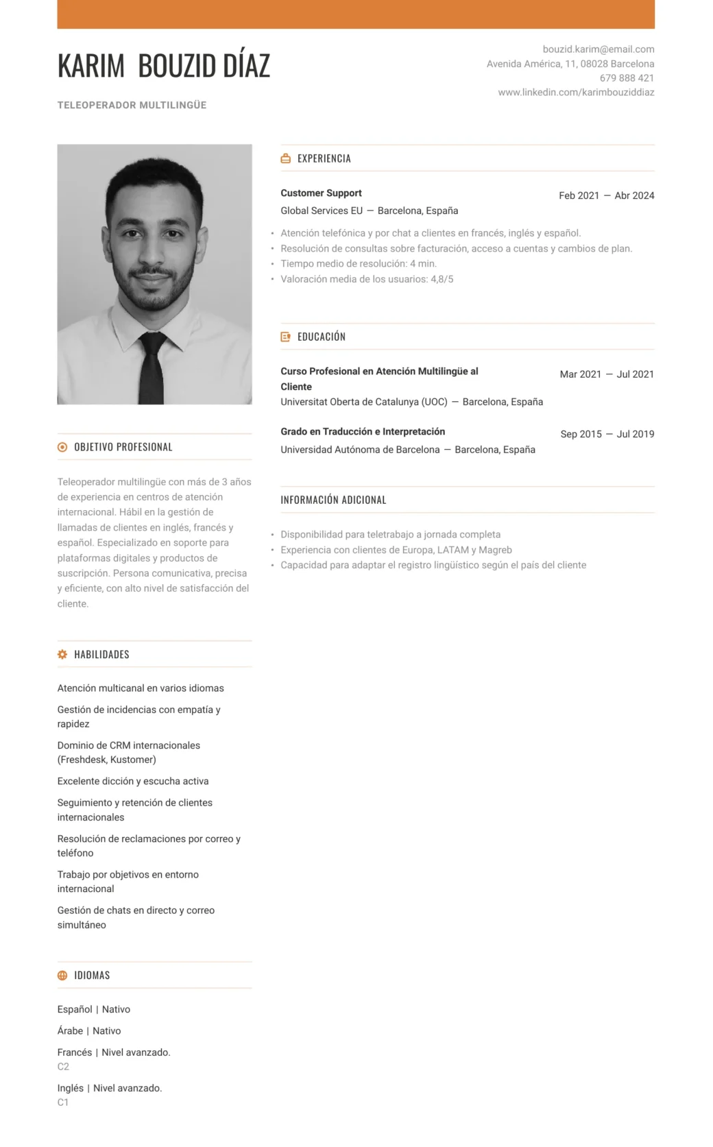 Currículum-de-teleoperador-con-idiomas
