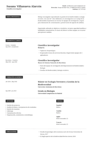 curriculum vitae para investigador