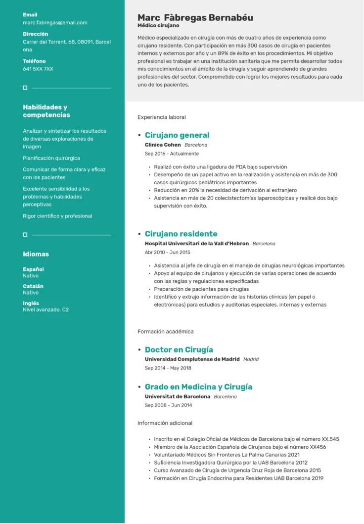 curriculum vitae para cirujano curriculum vitae para cirujano