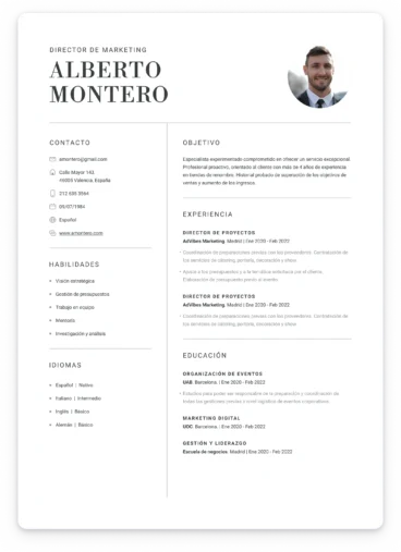 Ejemplo de currículum profesional