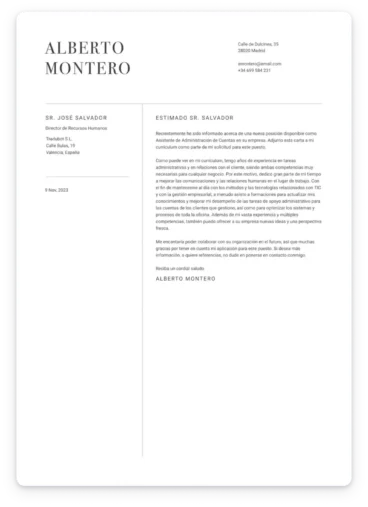 Ejemplo de carta de presentacion profesional