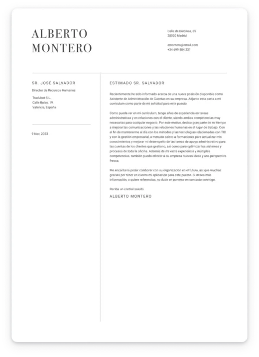 ejemplo de carta de presentación profesional
