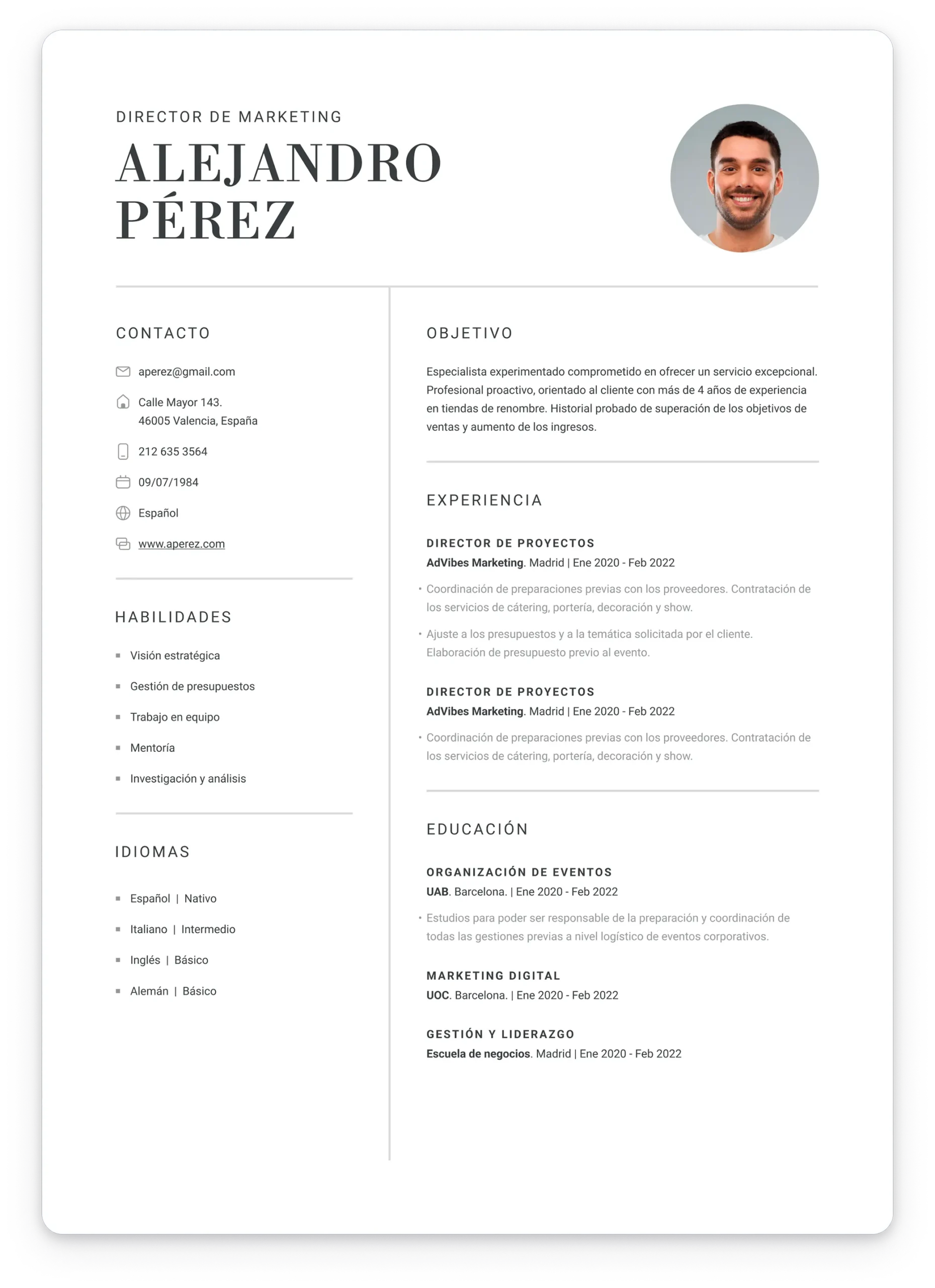 Cv Formulario Ejemplo De Formulario De Currículum De Profesor