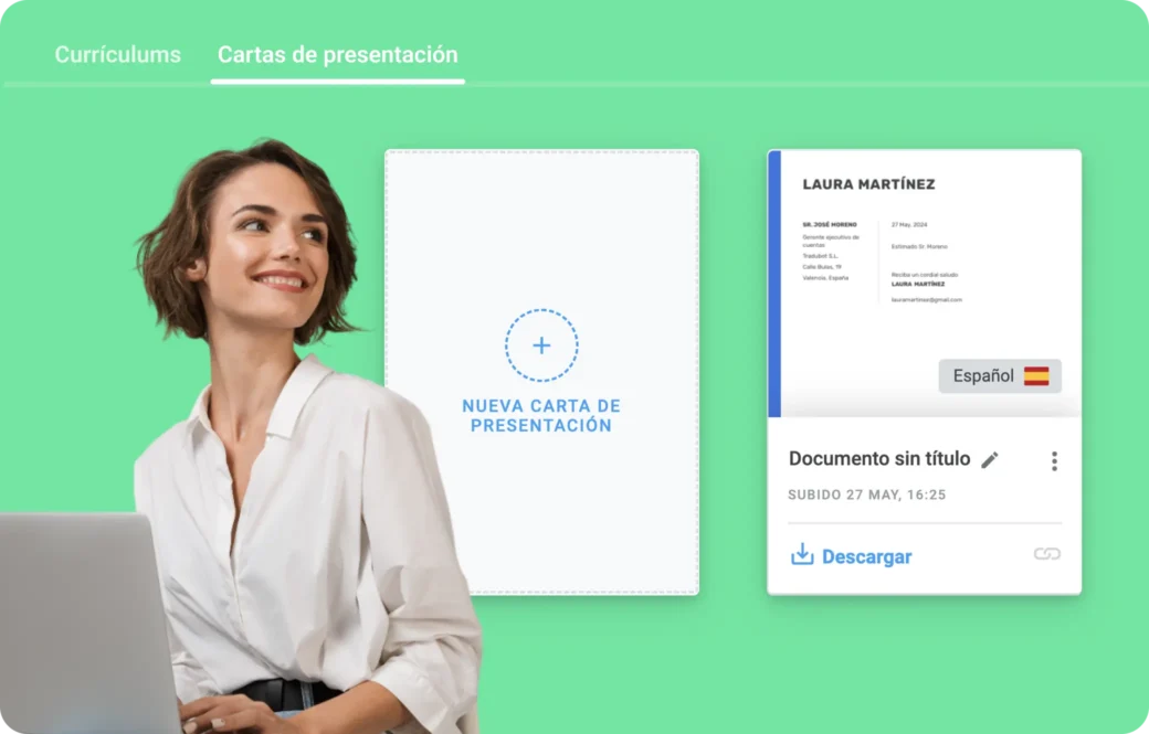 dashboard de carta de presentación onlinecv ES