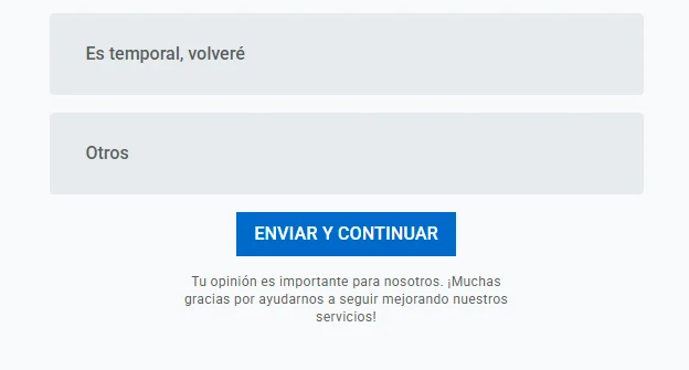 encuesta cancelación