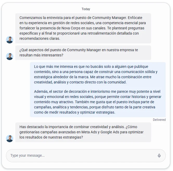 feedback del simulador de entrevista con IA