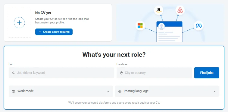 Sube tu currículum a la herramienta Job-Match o selecciónalo